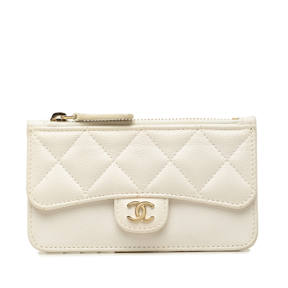 Pre-Loved Chanel CC Quilted Caviar Flap Zip Card Holder